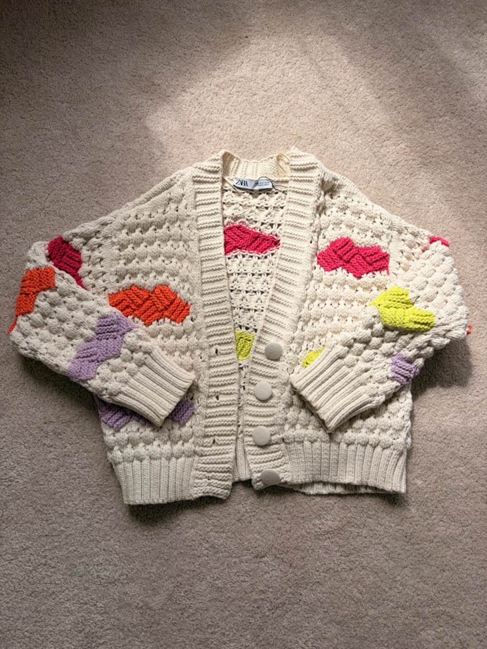 ZARA Chunky knit cardigan - sweater colorblock - Small - Picture 5 of 7